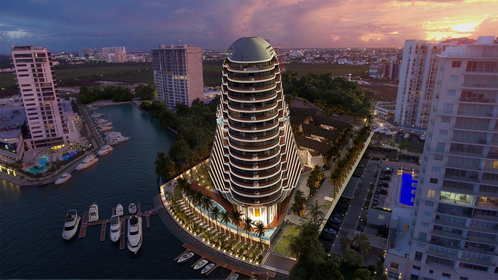 Shark-tower-apartamentos-de-lujo-vista-frontal-Kev-Living-real-estate-agent